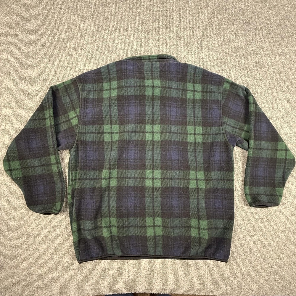 Vintage Tommy Hilfiger Sweater Mens 2XL Green Plaid Fleece 1/4 Zip Pullover 90s - Picture 7 of 10